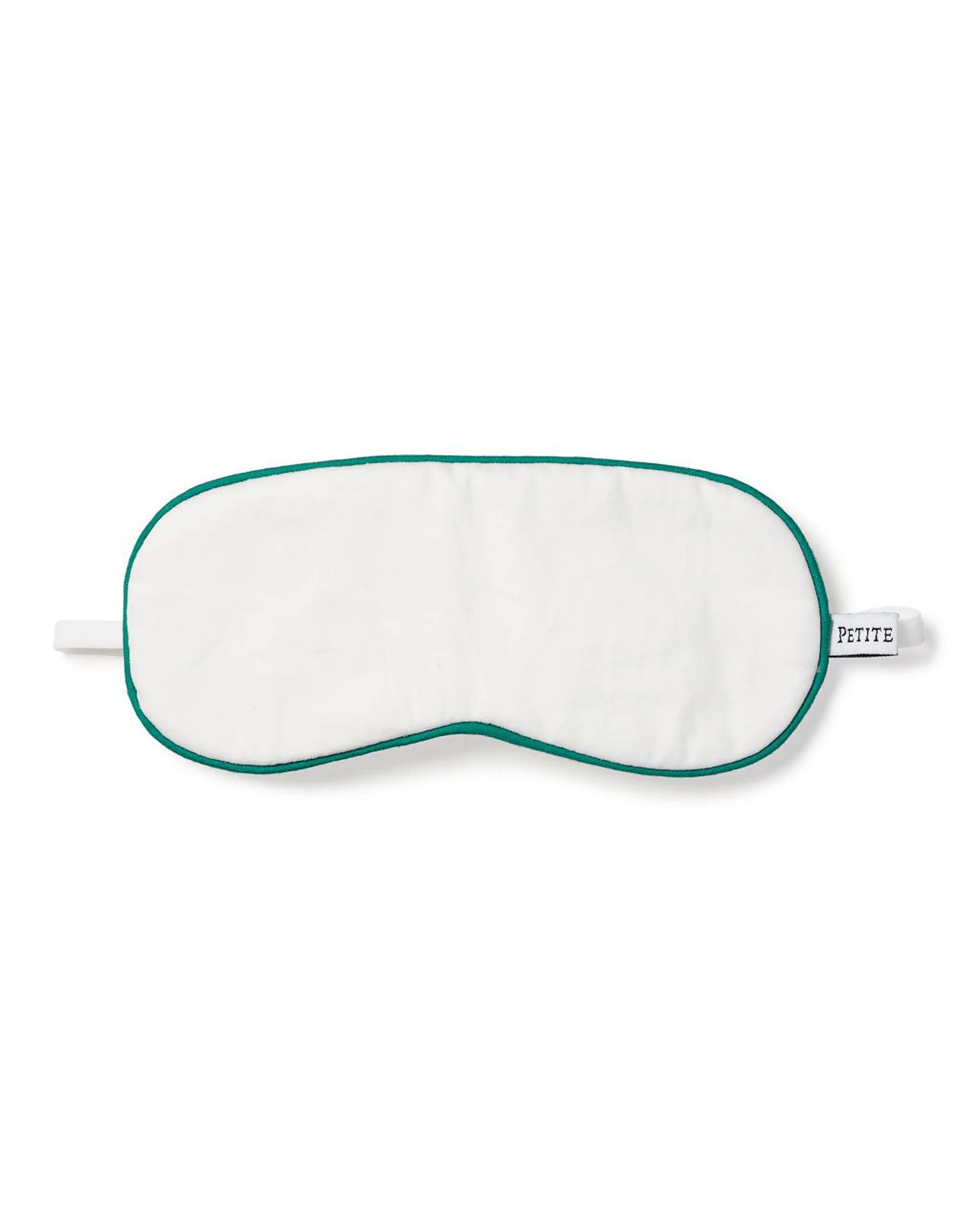 Kid's Sleep Mask in White with Green Piping