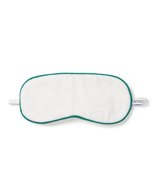 Kid's Sleep Mask in White with Green Piping