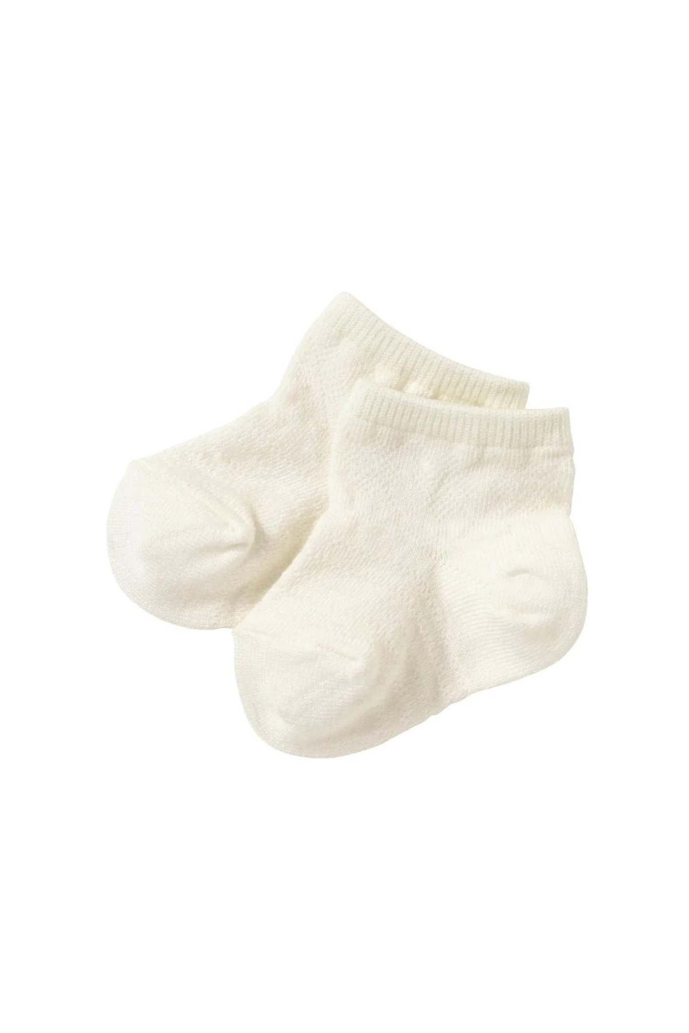 White Argyle Low Rise Socks