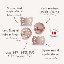 Image of FRIGG Baby's First Pacifier Floral Heart (Blush) 4-Pack