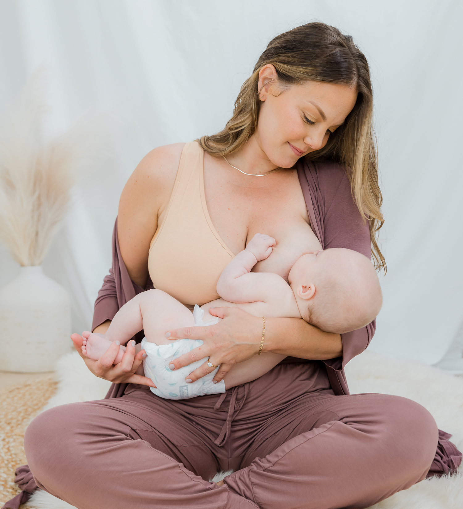 French Terry Racerback Nursing & Sleep Bra | Beige