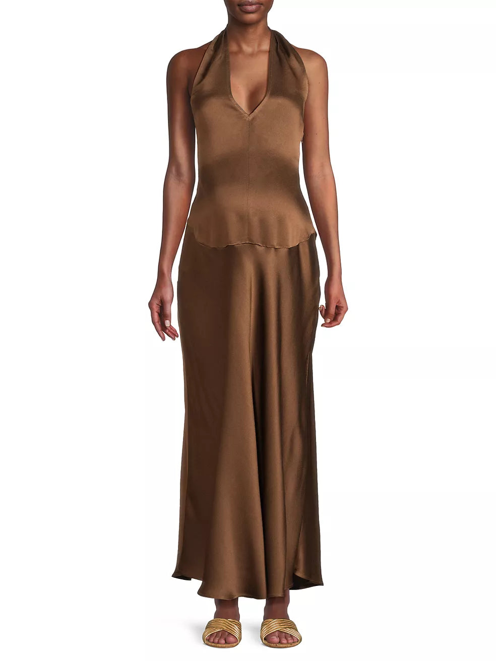 Image of Giselle Satin Halter Dress