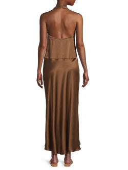Image of Giselle Satin Halter Dress