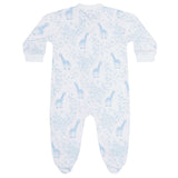 Blue Giraffe Print Zipper Footie