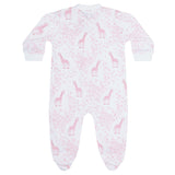 Pink Giraffe Print Zipper Footie