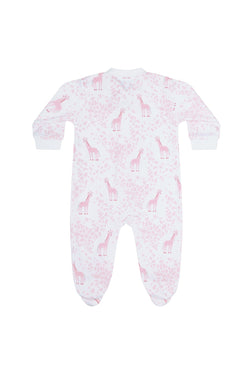 Image of Pink Giraffe Print Zipper Footie