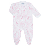 Pink Giraffe Print Zipper Footie