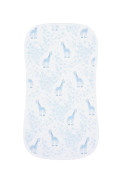 Blue Giraffe Print Burp Cloth