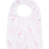 Pink Giraffe Print Feeding Bib