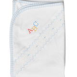 Blue Gingham ABC Baby Blanket