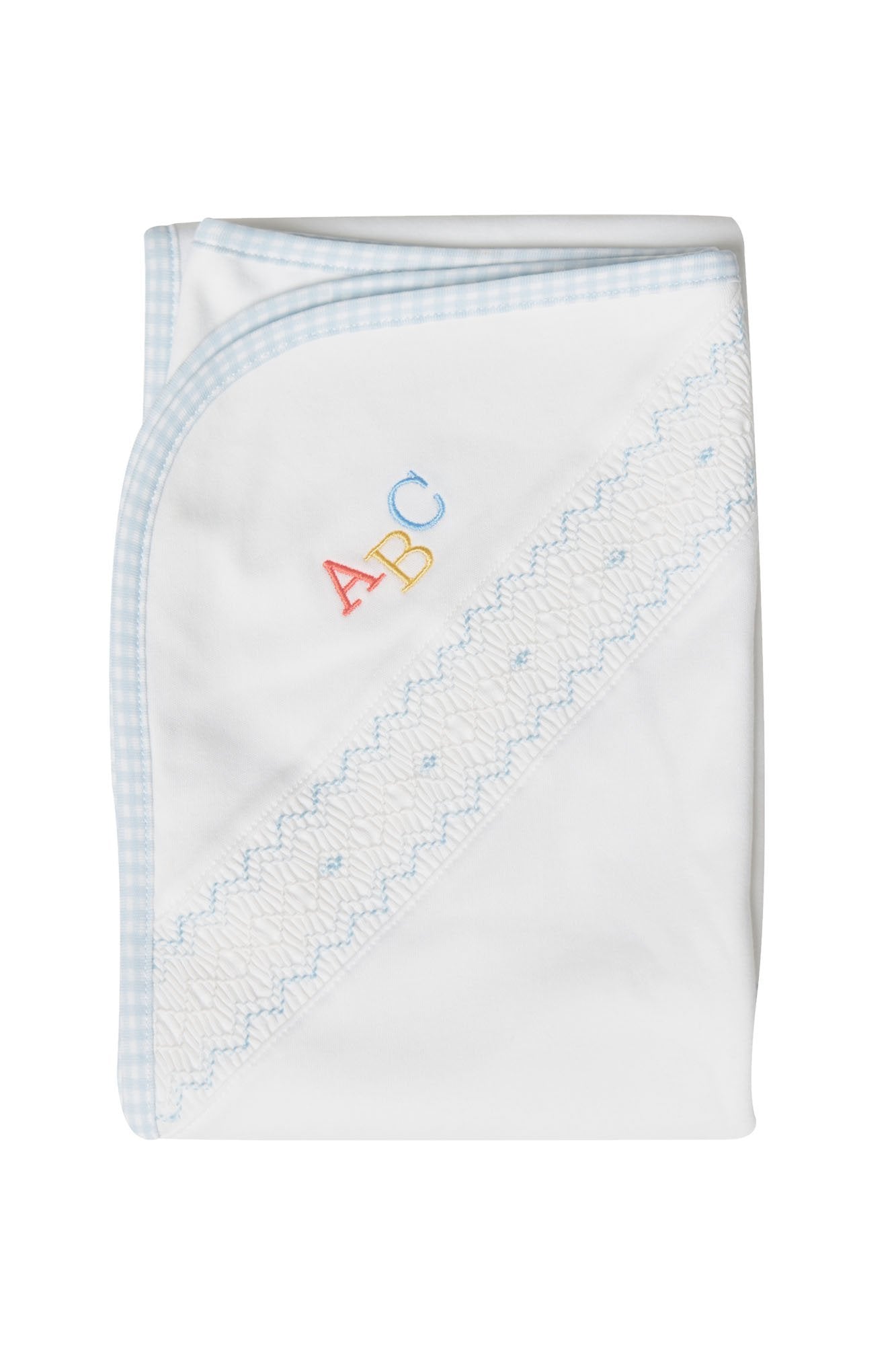 Blue Gingham ABC Baby Blanket