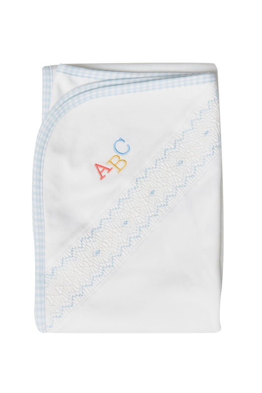 Blue Gingham ABC Baby Blanket