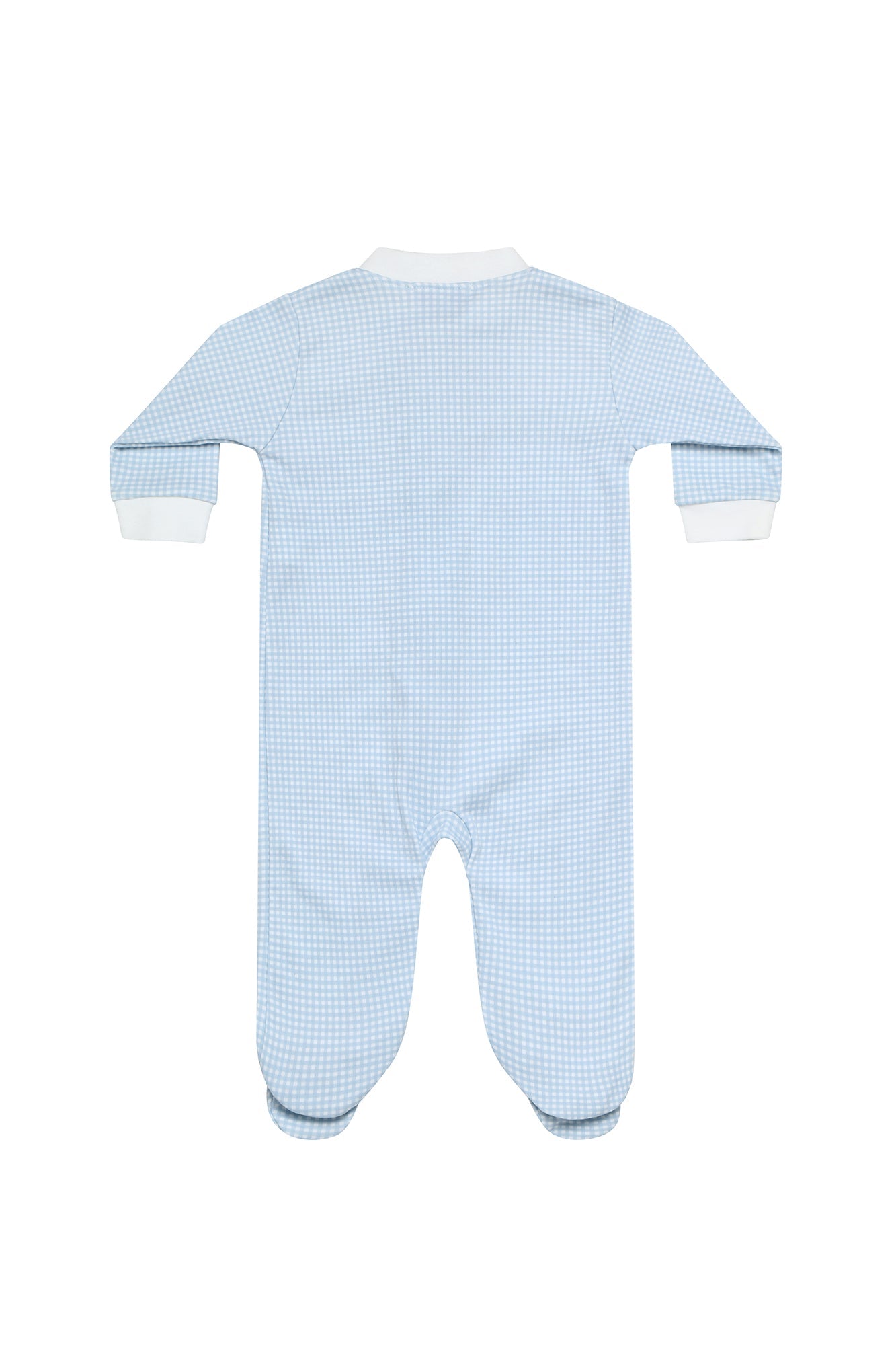 Image of Blue Gingham Zipper Footie