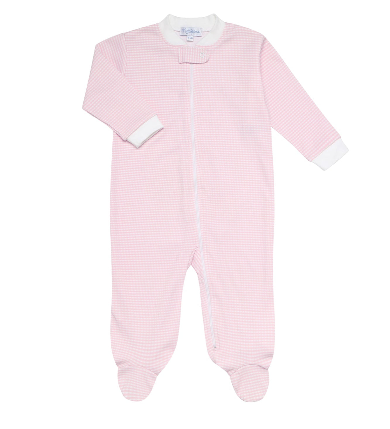 Pink Gingham Zipper Footie