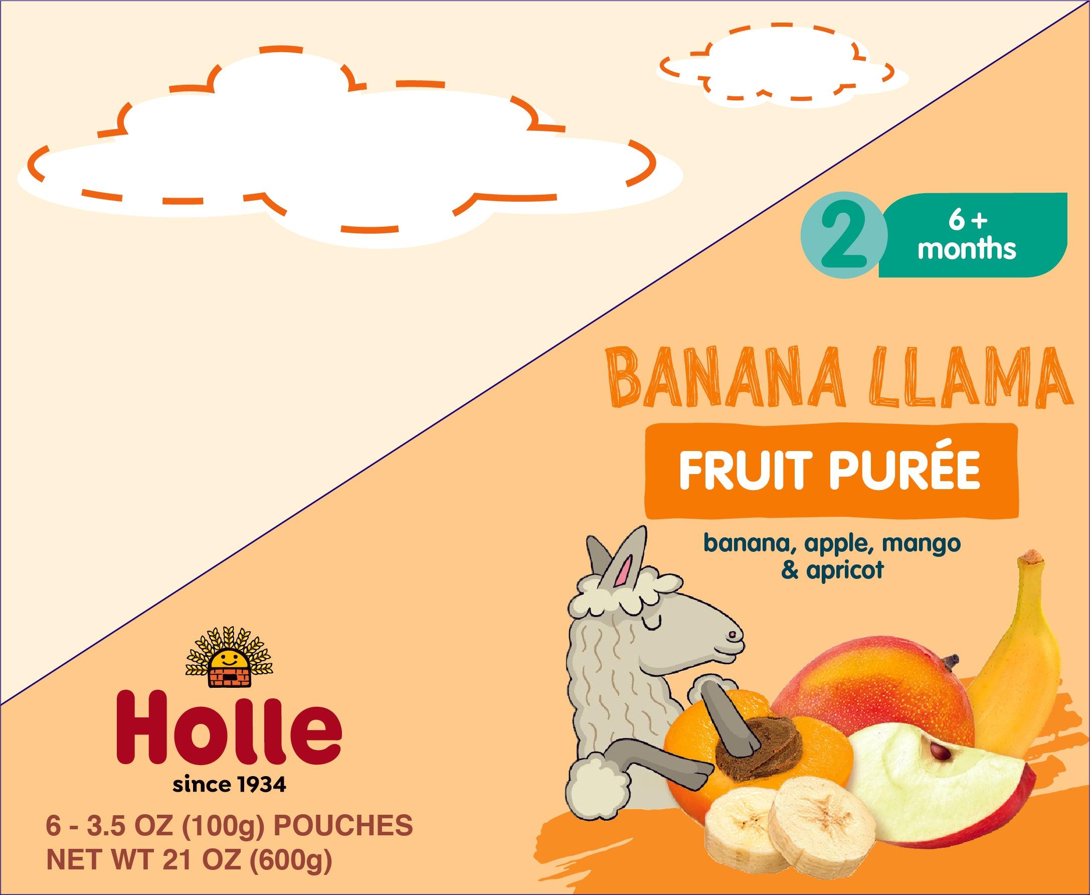 Image of Holle Baby Food Pouches - Organic Fruit Puree - Banana Llama