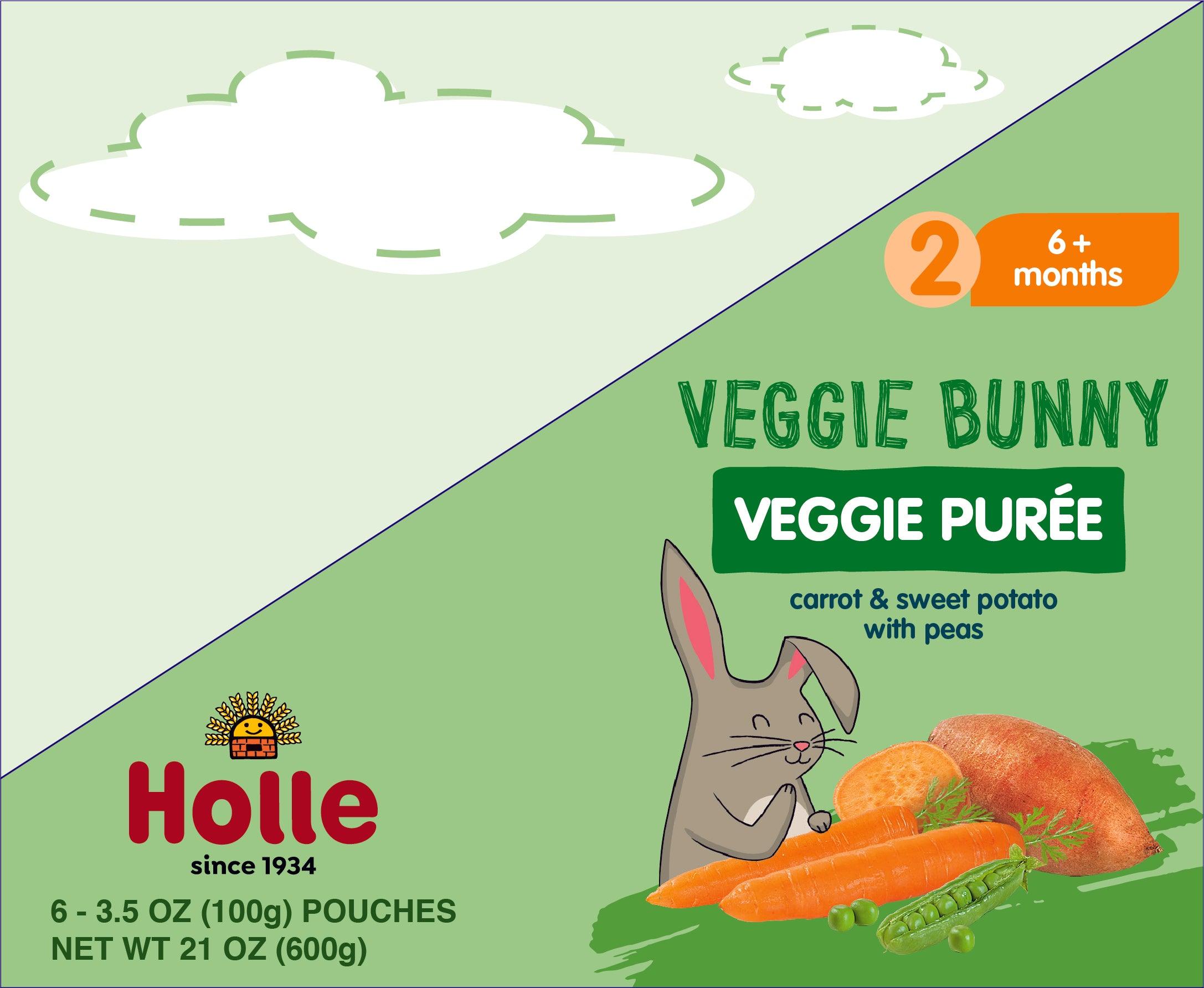 Image of Holle Baby Food Pouches - Organic Veggie Puree - Veggie Bunny