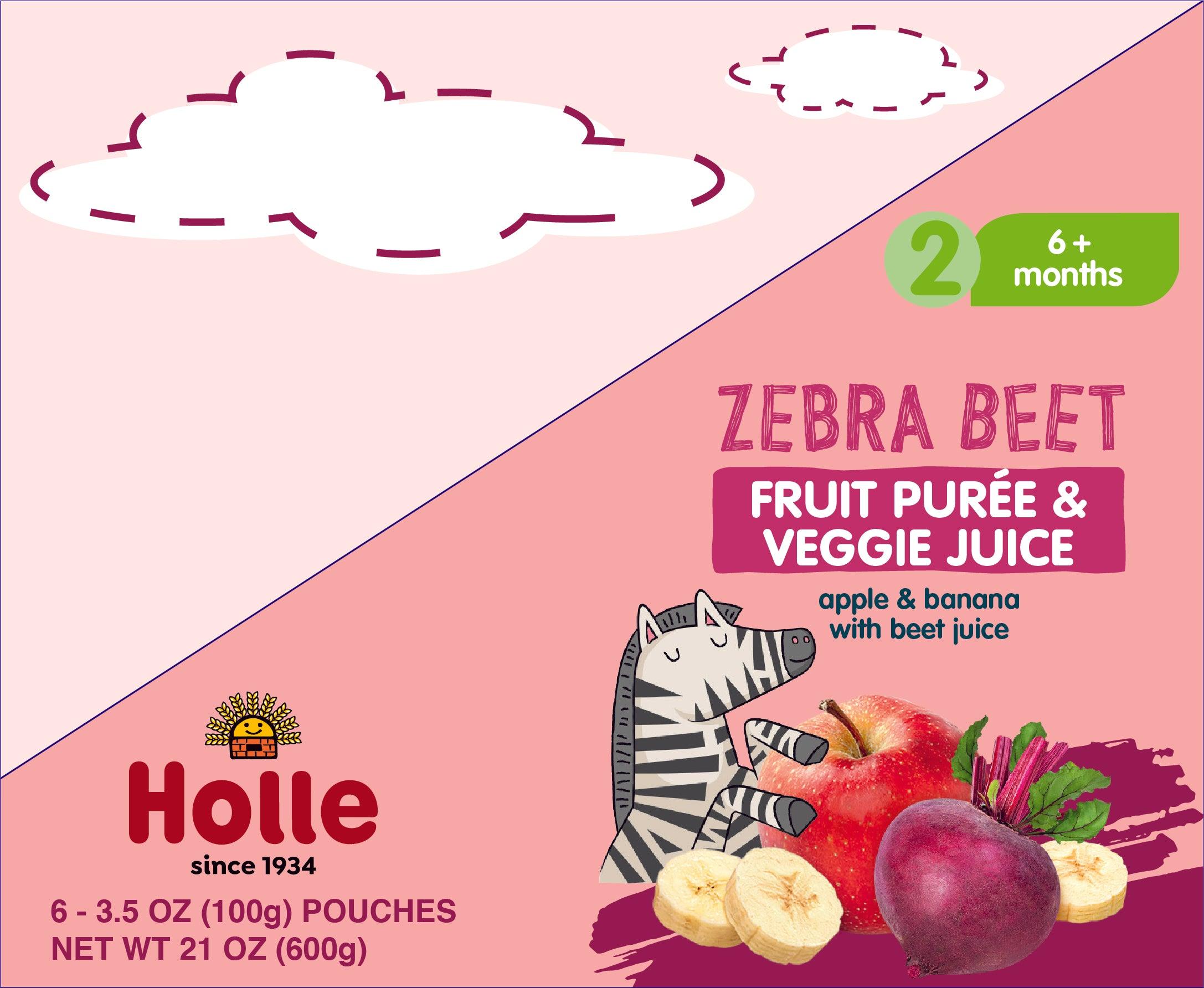 Image of Holle Baby Food Pouches - Organic Fruit & Veggie Puree - Zebra Beet