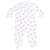 Pink Heart Print Zipper Footie