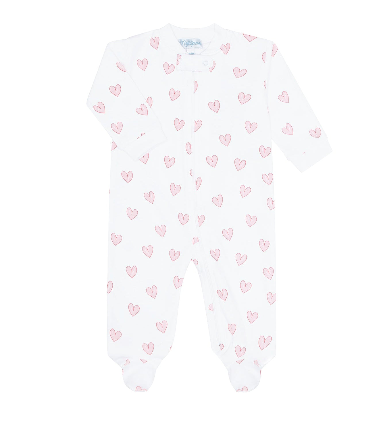 Pink Heart Print Zipper Footie