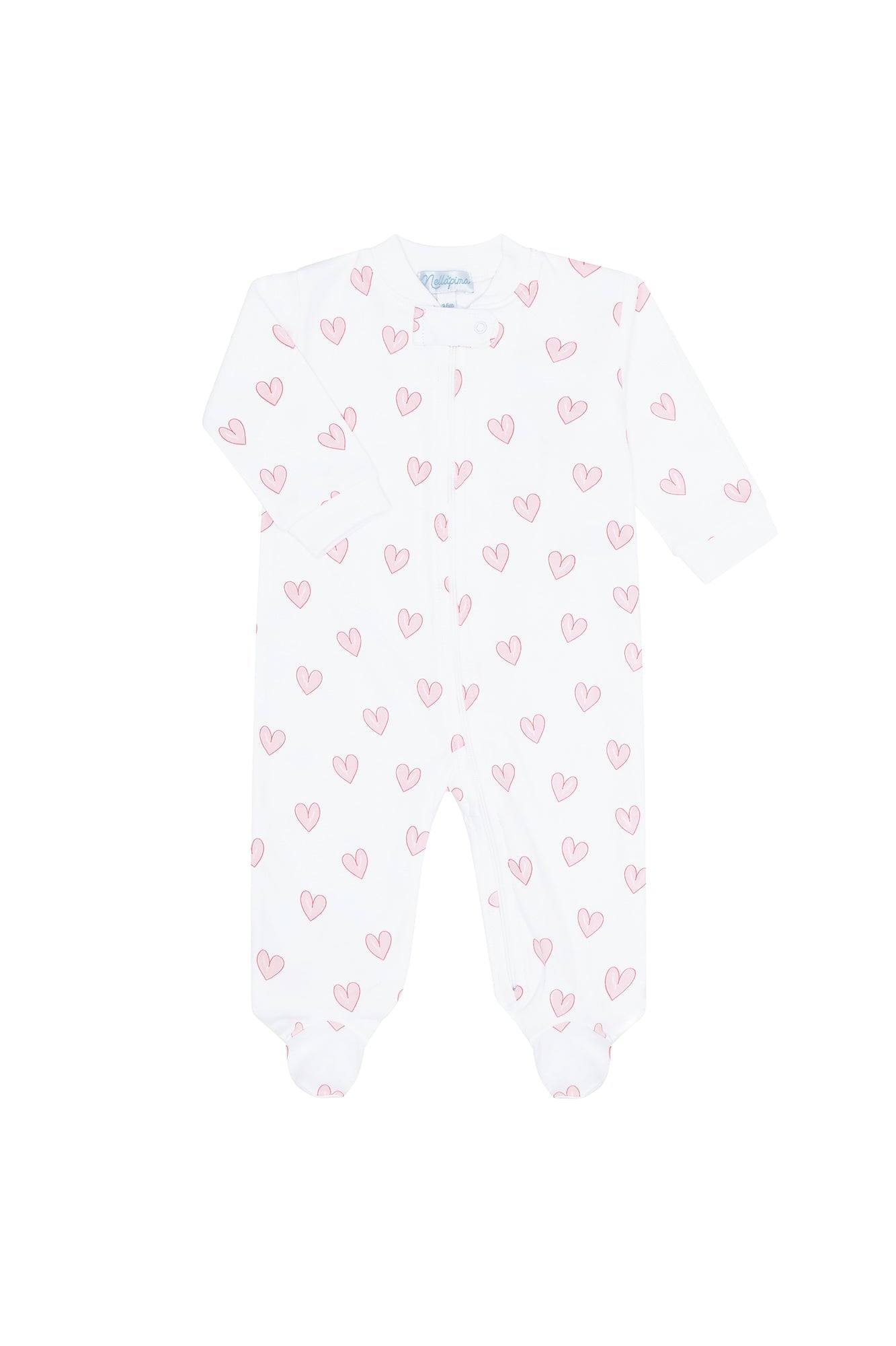 Image of Pink Heart Print Zipper Footie