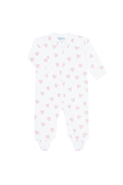 Image of Pink Heart Print Zipper Footie