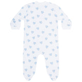 Blue Heart Print Zipper Footie