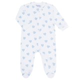 Blue Heart Print Zipper Footie