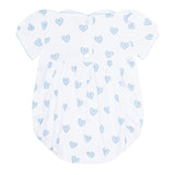 Blue Heart Print Smocked Bubble