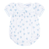 Blue Heart Print Smocked Bubble