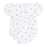 Pink Heart Print Smocked Bubble