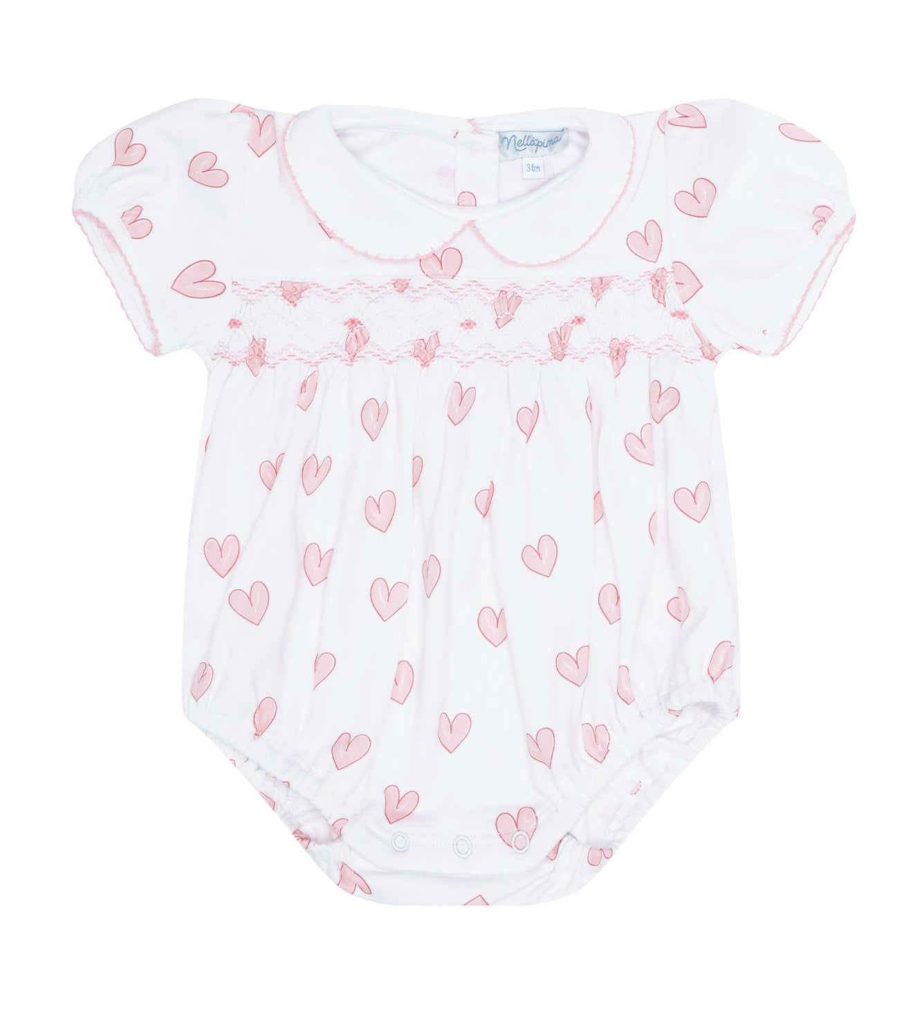 Pink Heart Print Smocked Bubble