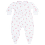 Pink Heart Print Smocked Footie