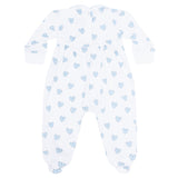 Blue Heart Print Smocked Footie