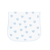 Blue Heart Print Burp Cloth