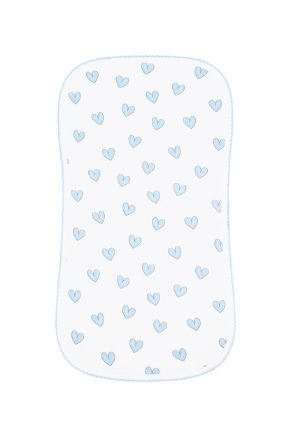 Blue Heart Print Burp Cloth