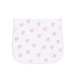 Pink Heart Print Burp Cloth