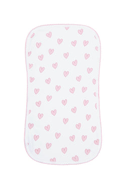 Image of Pink Heart Print Burp Cloth