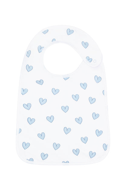 Blue Heart Print Feeding Bib