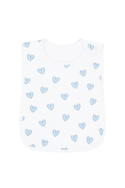 Blue Heart Print Feeding Bib