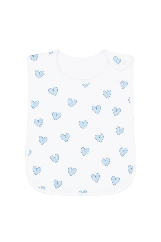 Blue Heart Print Feeding Bib