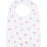 Pink Heart Print Feeding Bib