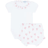 Pink Heart Print Onesie Set