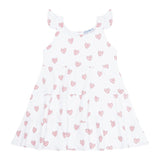 Pink Heart Print Ruffle Dress