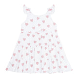 Pink Heart Print Ruffle Dress