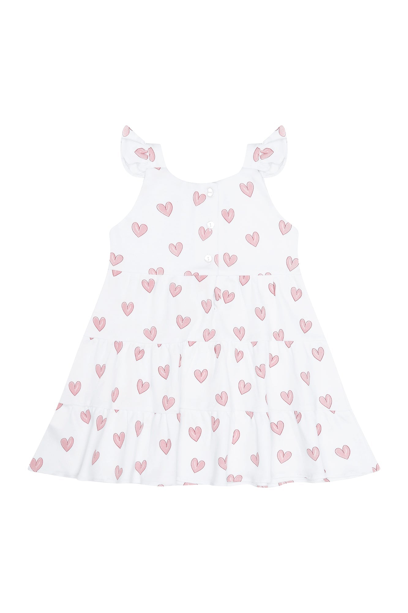 Image of Pink Heart Print Ruffle Dress