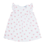 Pink Heart Print Scoop Neck Dress