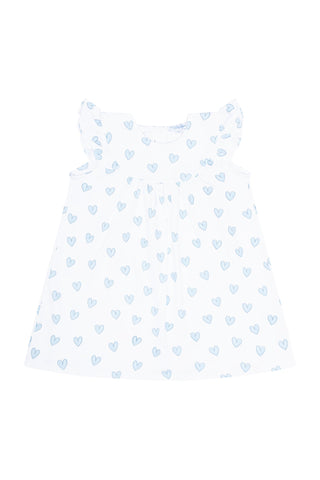 Blue Heart Print Scoop Neck Dress