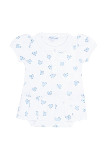Blue Heart Print Onesie Dress