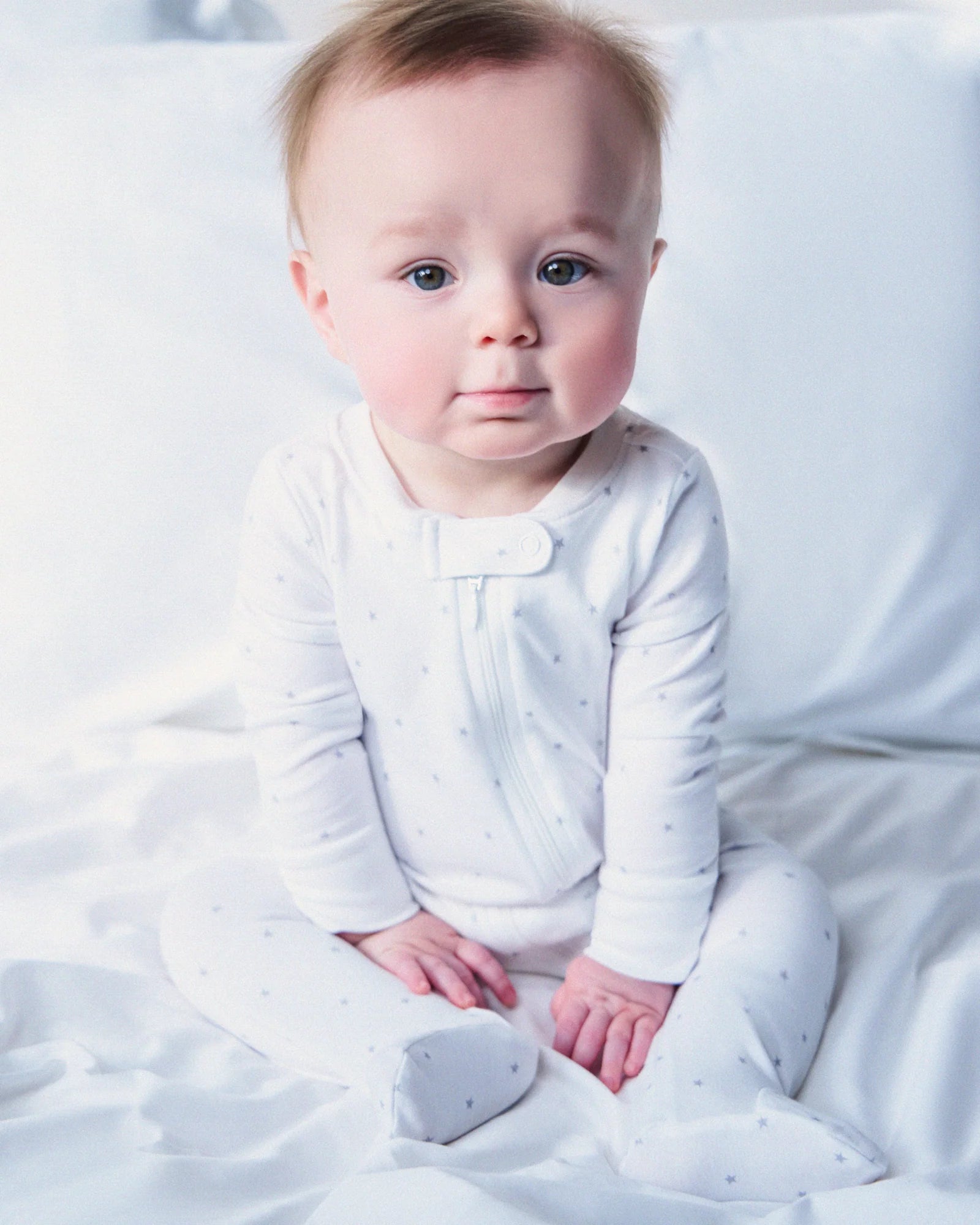 Image of Baby's Pima Romper in Grey Stars