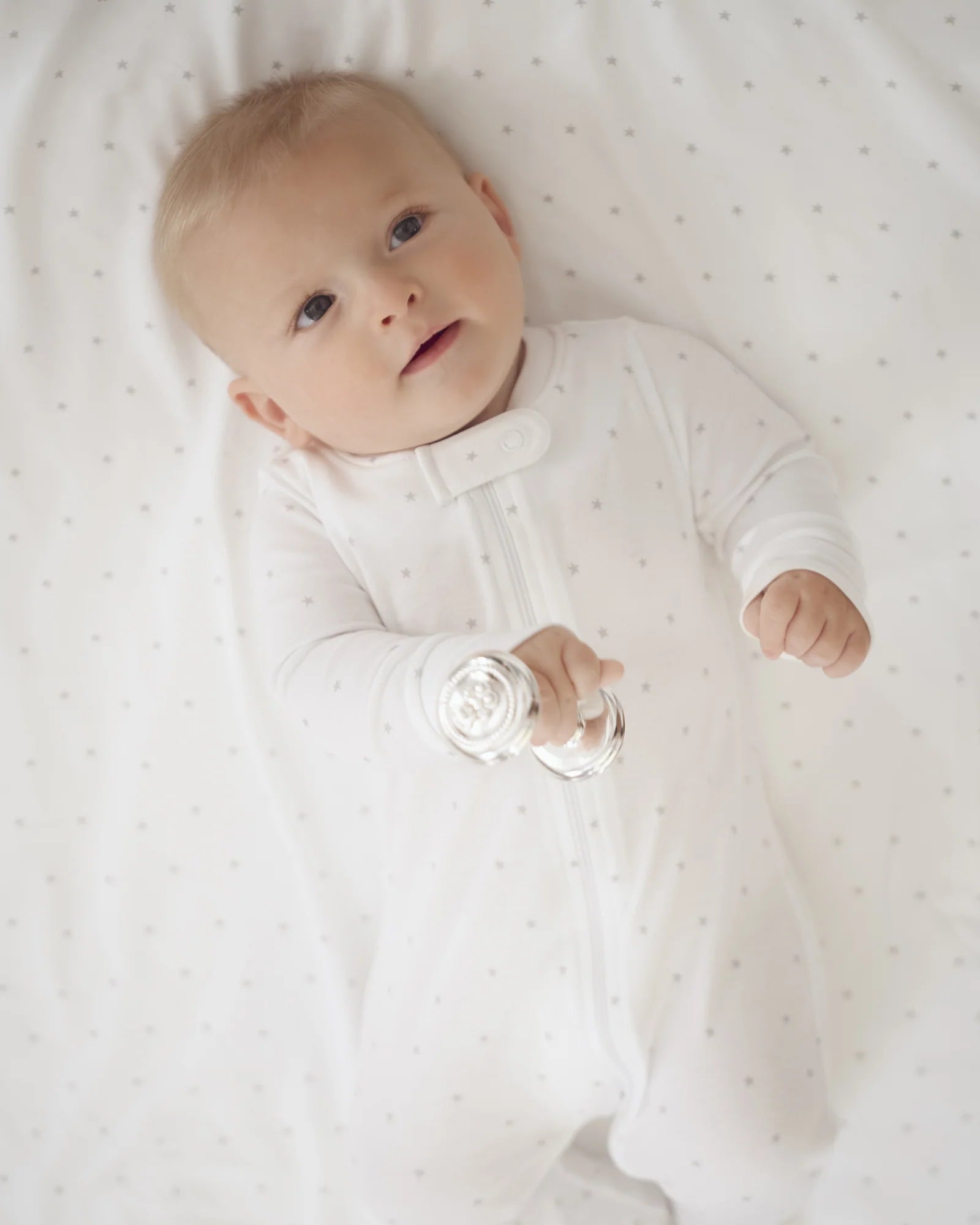 Image of Pima Baby Blanket in Grey Stars